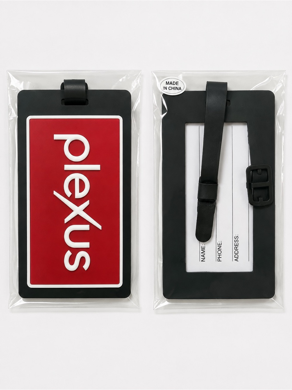 Black and Red Silicone Luggage Tag with ID Window